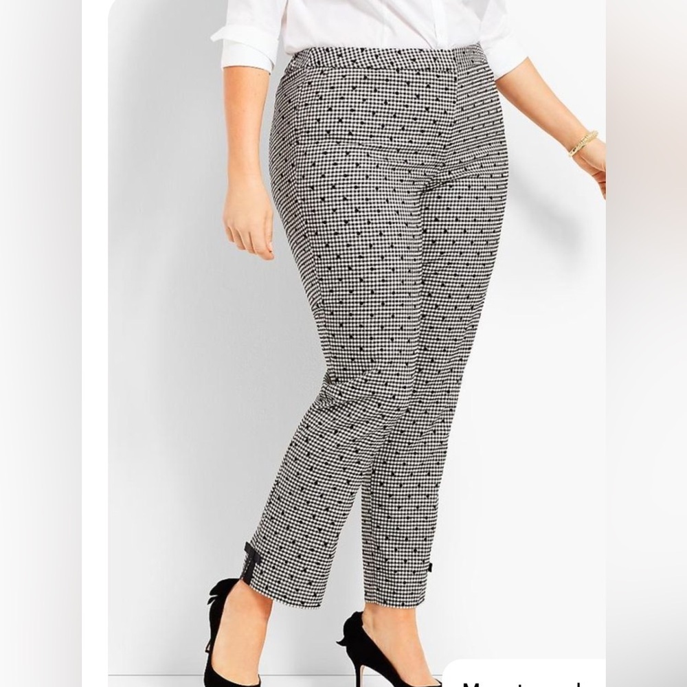 Talbots Women's Curvy Polka Dot Black and White Wool Dress Pants Plus Size 16